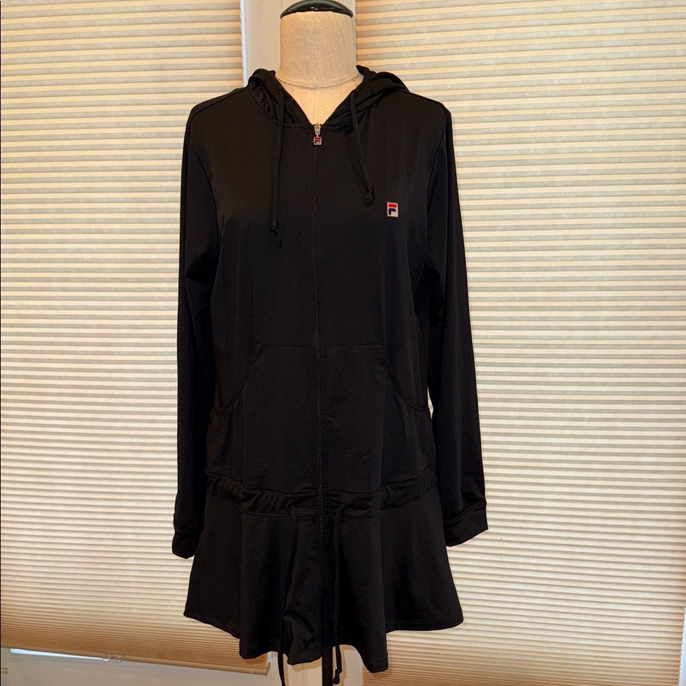 Fila Long Láser Cut Hooded Full Zip Drawstring Jacket